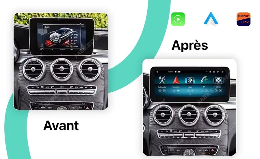 Écran complet Apple CarPlay & Android Auto pour Mercedes