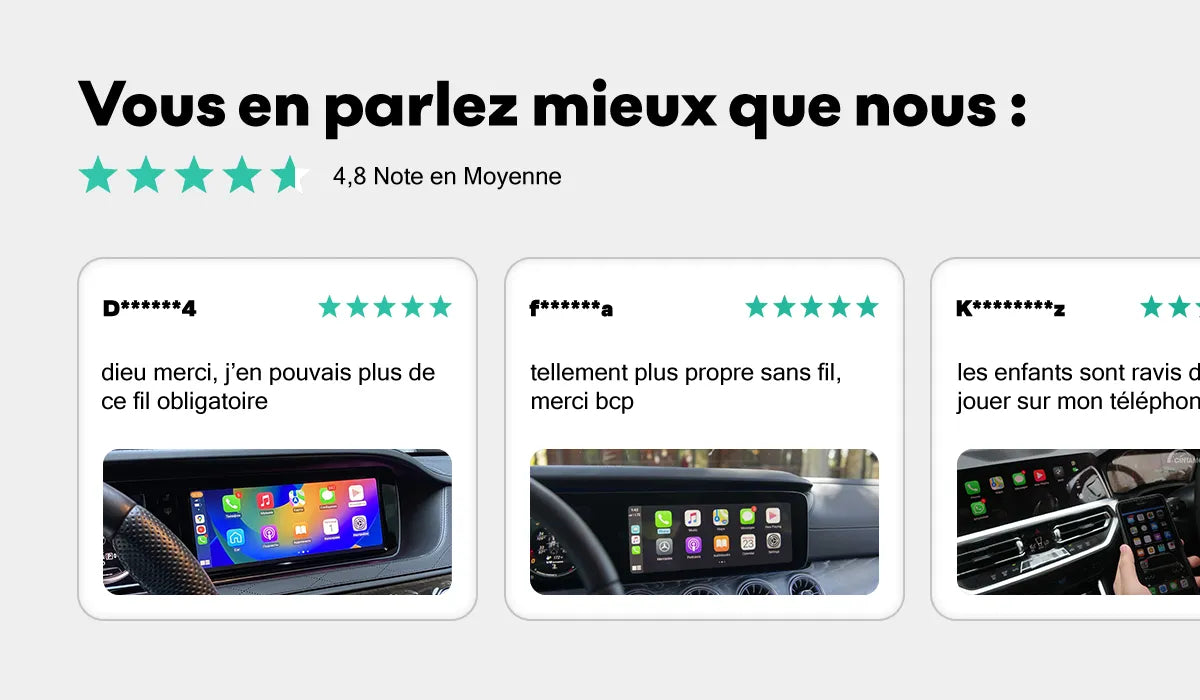 Adaptateur Bluetooth pour CarPlay Filaire à CarPlay 100% Sans Fil & Bluetooth