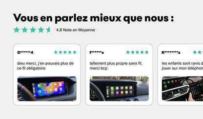 Adaptateur Bluetooth pour CarPlay Filaire à CarPlay 100% Sans Fil & Bluetooth