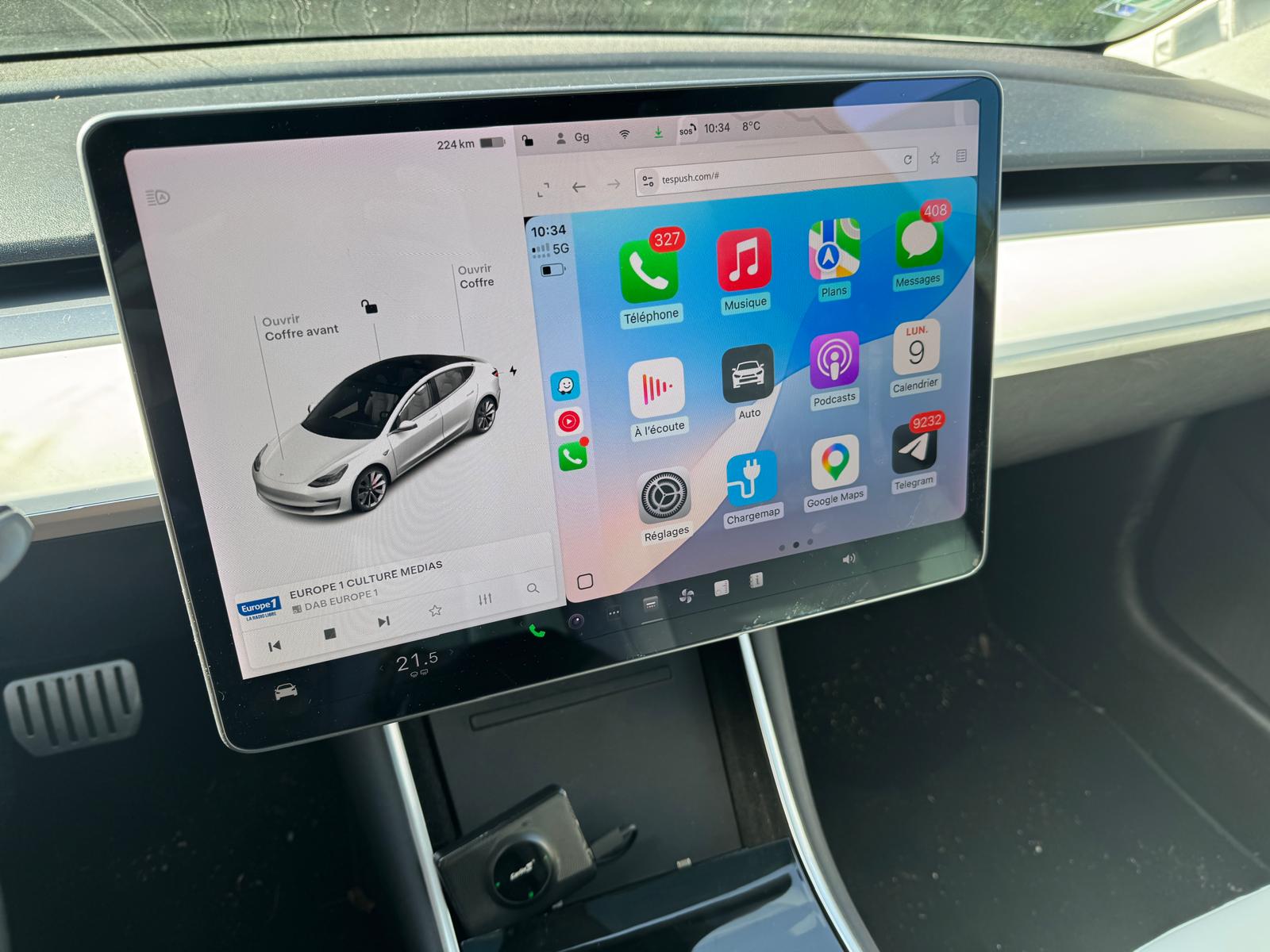 Adaptateur USB Apple CarPlay pour Tesla (sans montage)